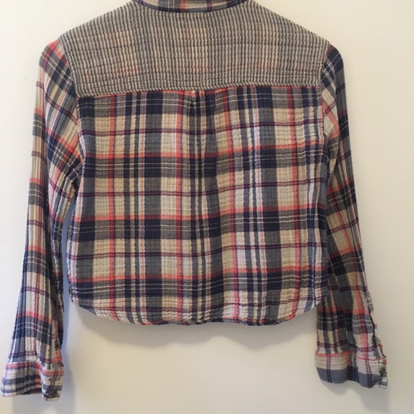 Free People Cropped Plaid Button Down Shirt size M - Picture 5 of 8